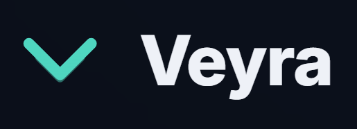 Logotipo Veyra completo, fundo escuro sólido