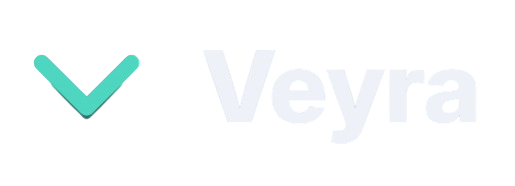 Logotipo Veyra, versão clara, para fundos escuros